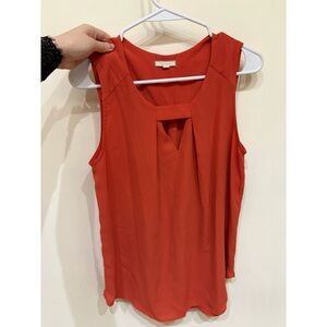 Pleione Rust Keyhole Blouse – Mid 2000s Thrifted Sleeveless Top – Size M